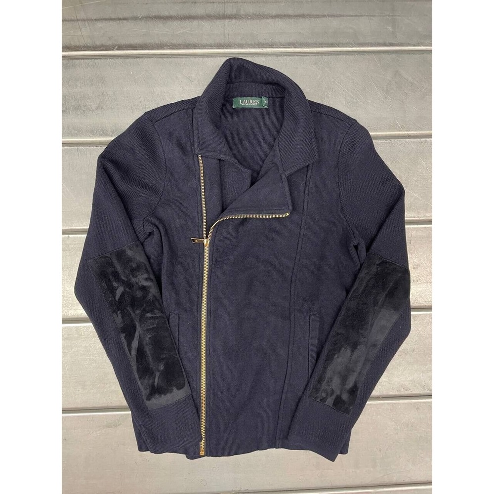 Lauren Ralph Lauren Sweater‎ Womens Medium Navy Blue Full Zip